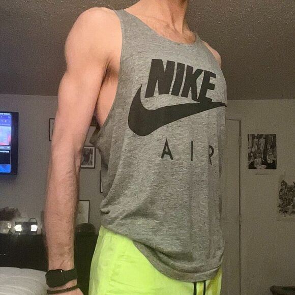 EC VTG | Nike Air Muscle Tee Tank | Men's L | Heather Gray | 1990s Vintage - Picture 3 of 4